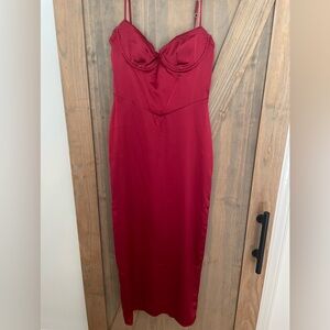 House of CB wine color midi dress.